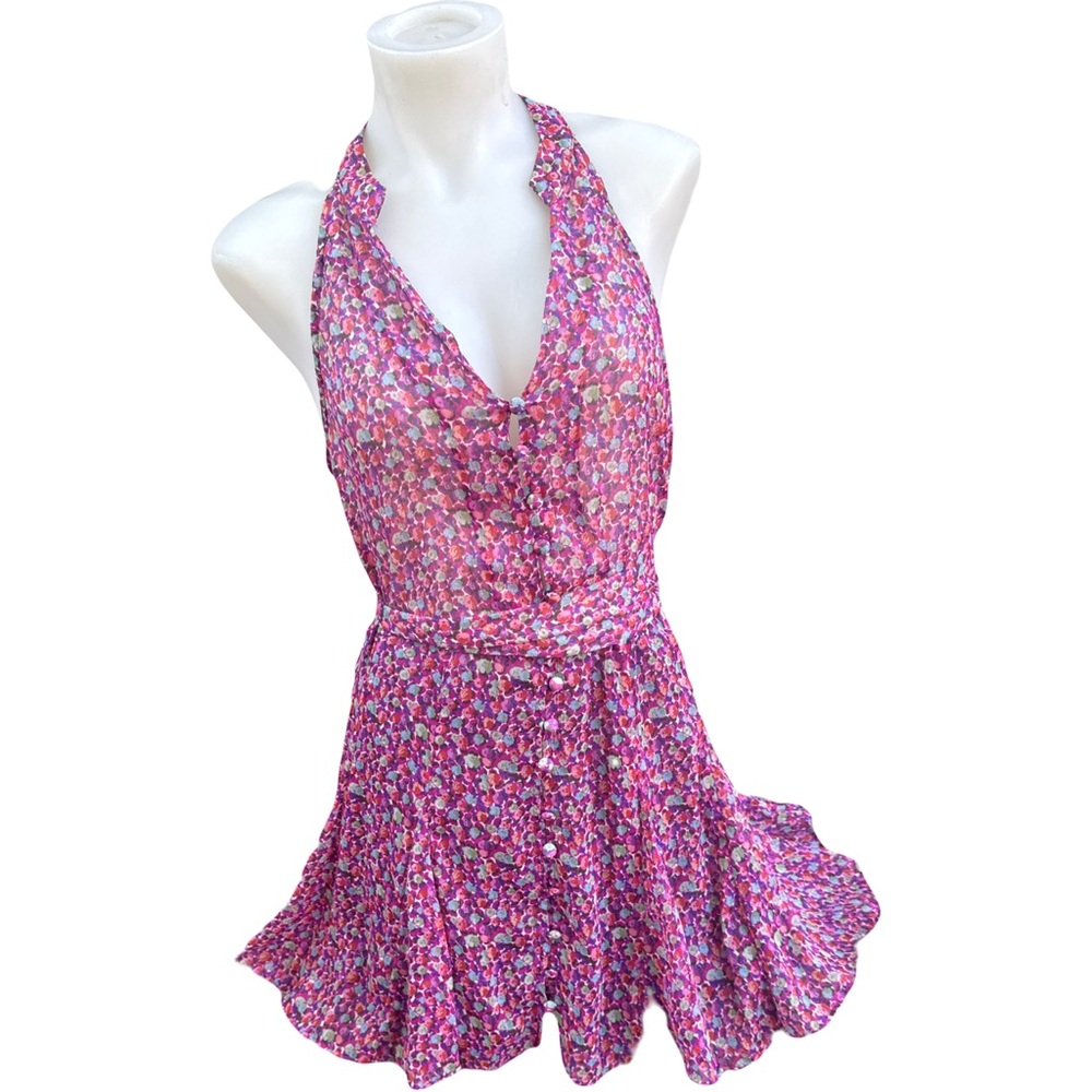 Zara Pink Multi Floral Racer Back Dress M